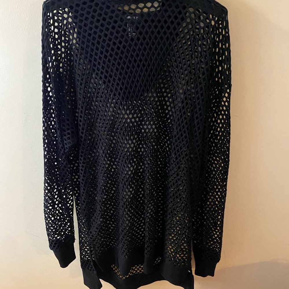 Fish net hoodie, black mesh hoodie size L